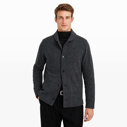 Club Monaco Color Charcoal/lt Grey Wool Shawl Collar Sweater