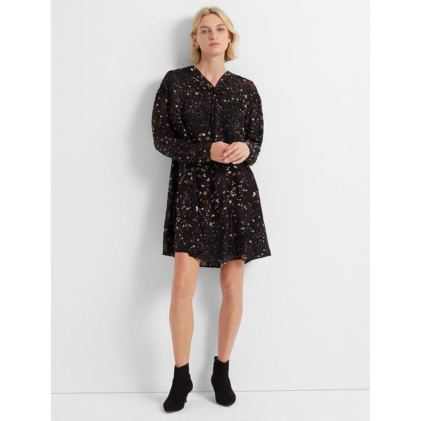Club Monaco Black Multi Twist Front Yoke Dress