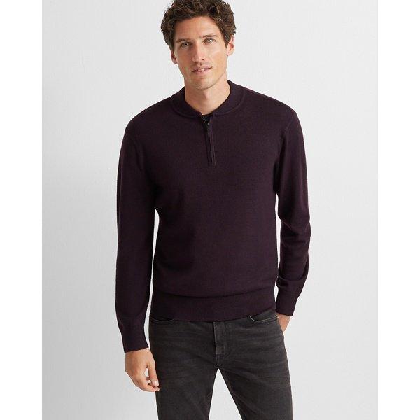 Club Monaco Merlot Merino Quarter-zip Sweater