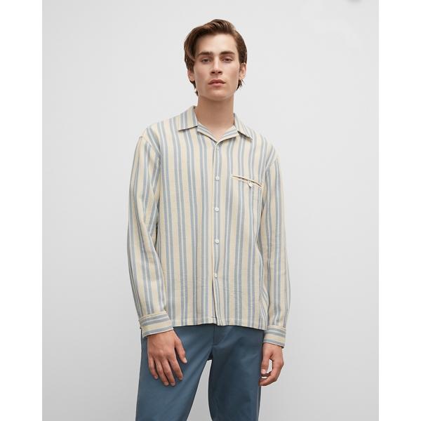 Club Monaco Striped Long Sleeve Waffle Shirt