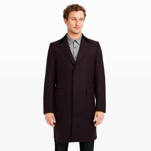 Club Monaco Color Carmine Crombie Herringbone Topcoat