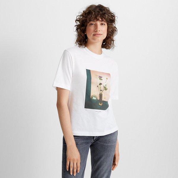 Club Monaco White Floral Graphic Tee