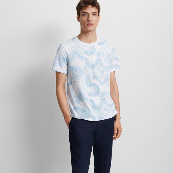 Club Monaco Blue & White Wave Graphic Tee