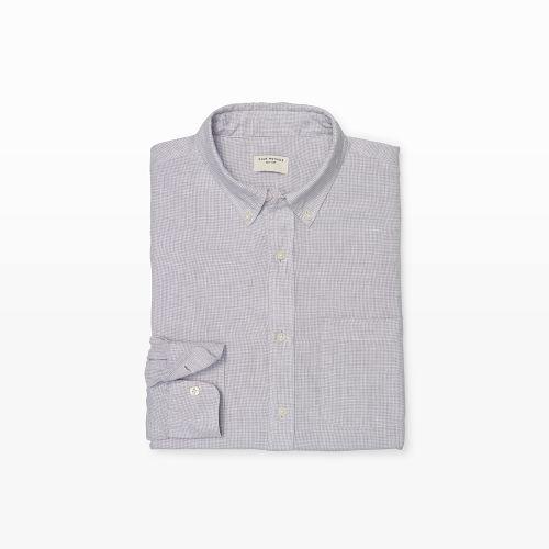 Club Monaco Color Grey Slim Houndstooth Linen Shirt