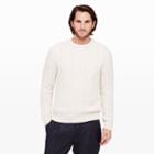 Club Monaco Color White Cashmere Fisherman Sweater In Size Xl