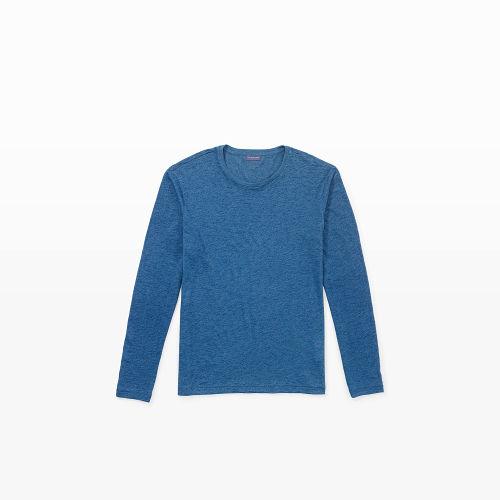 Club Monaco Color Medium Indigo Wash Long Sleeve Indigo Crew