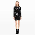 Club Monaco Color Black Abarane Print Silk Dress In Size 0