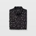 Club Monaco Soot Black Multi Slim Tossed Bloom Shirt