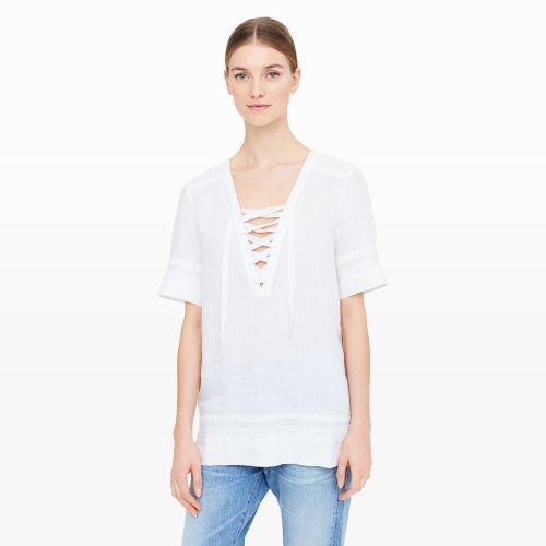 Club Monaco Color White Terran Lace-up Top
