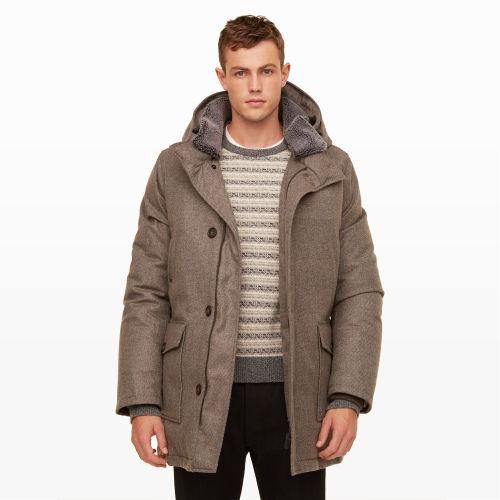 Club Monaco Color Brown Woolrich Cashmere Parka In Size Xs