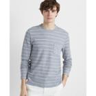 Club Monaco Grey Multi Duofold Stripe Pocket Crew