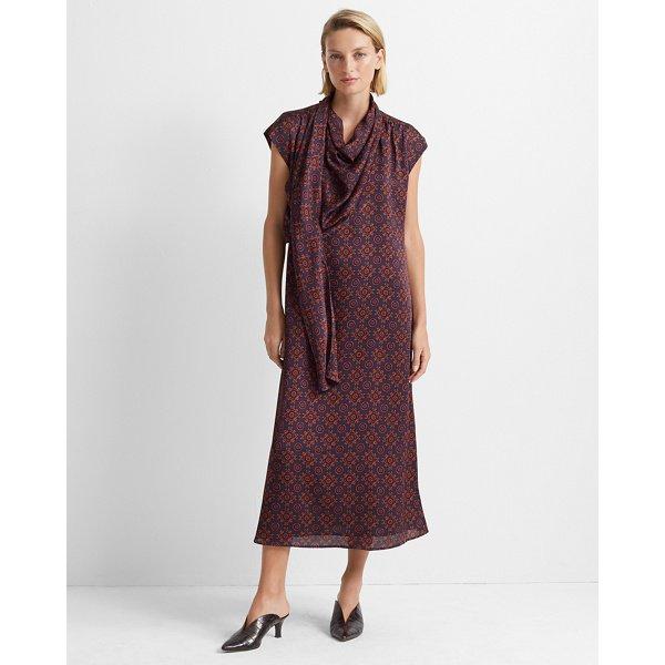 Club Monaco Blue Multi Drape Neck Dress