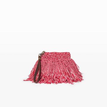 Club Monaco Color Red Elliot Mann Fringe Pouch