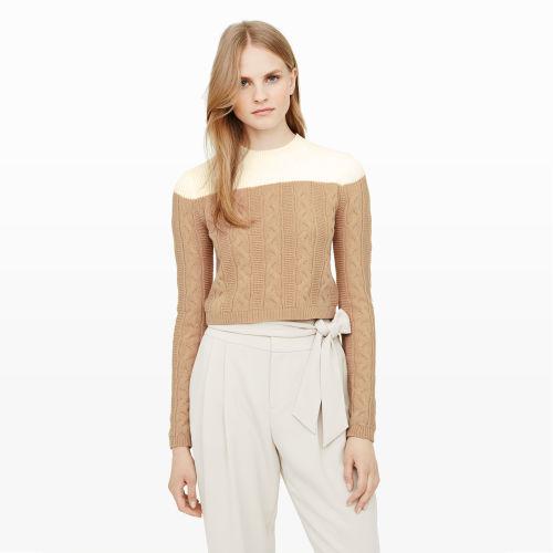Club Monaco Color Brown Alexios Cable-knit Sweater