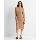 Club Monaco Camel Heather Cross Front Sweater Dress