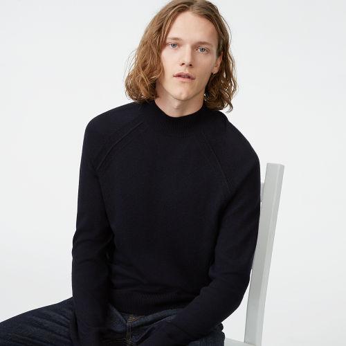 Gl Color Blue Merino Raglan Mockneck