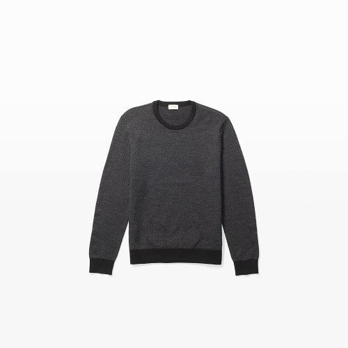 Club Monaco Color Black/heather Grey Herringbone Crew Sweater