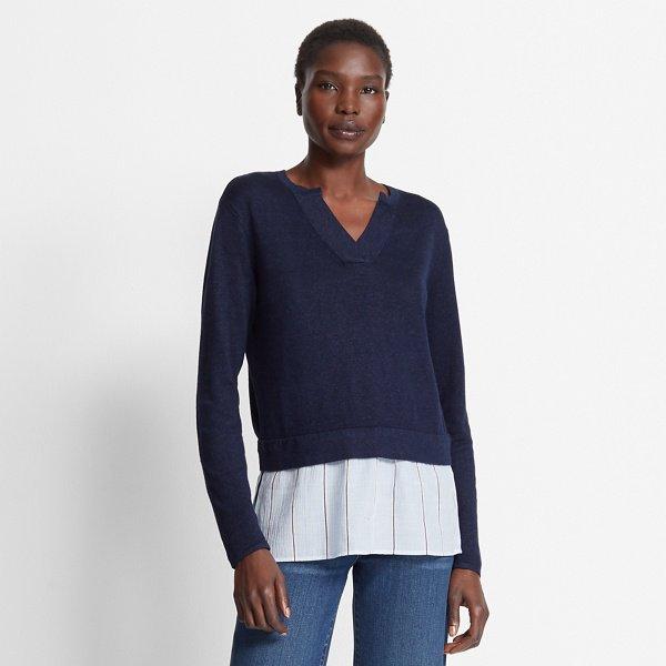 Club Monaco Navy Arizonola Layered Sweater