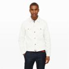 Club Monaco Color White Denim Jacket In Size L