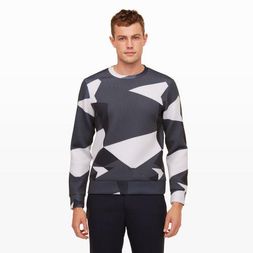 Club Monaco Color Blue Printed Neoprene Crew In Size Xs