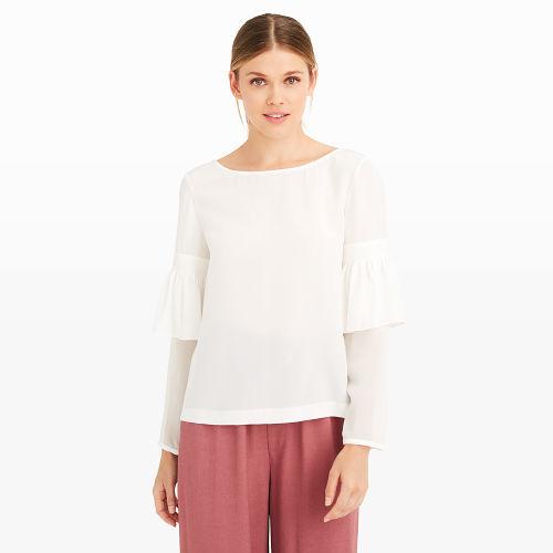 Ib Color White Aczib Silk Top