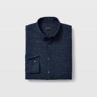 Club Monaco Navy Slim Solid Nep Flannel Shirt