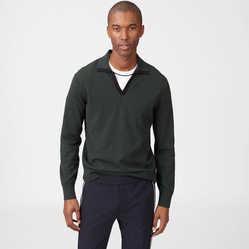Club Monaco Color Blue Johnny Collar Sweater