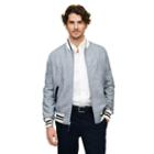 Club Monaco Color Blue Golden Bear Linen Jacket In Size Xs