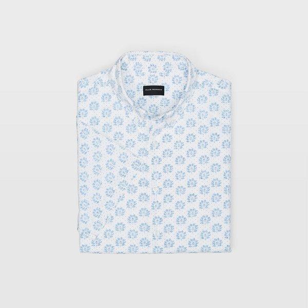 Club Monaco White Multi Slim Seersucker Floral Shirt