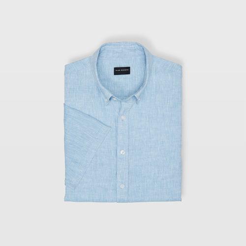 Club Monaco Color Blue Slim Cross Dye Linen Shirt