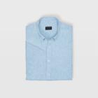 Club Monaco Color Blue Slim Cross Dye Linen Shirt