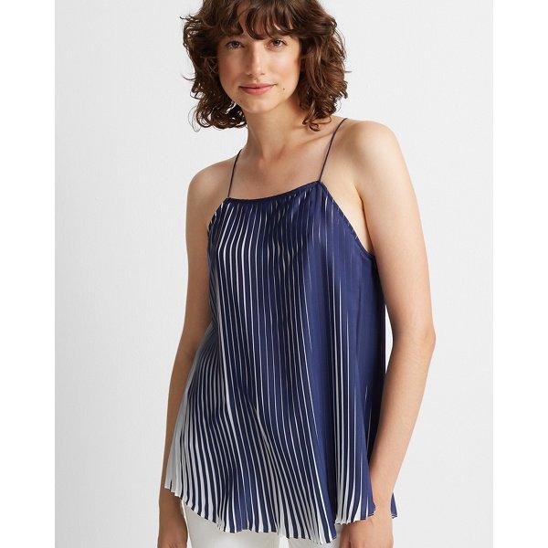 Club Monaco Blue/white Pleated Tank