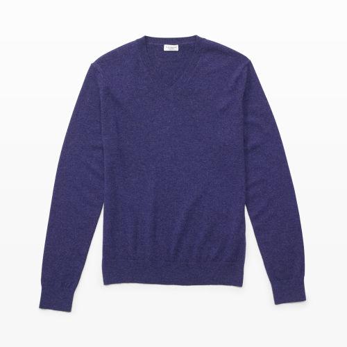 Club Monaco Color Blue Cashmere V-neck In Size Xl