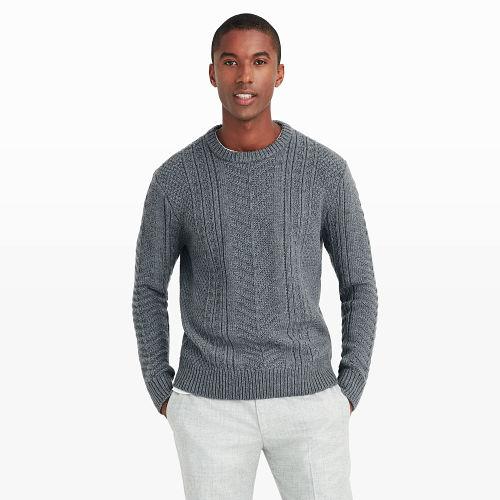 Club Monaco Color Grey Merino Cable Crew Sweater