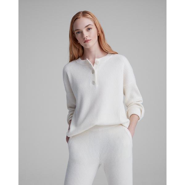 Club Monaco Cashmere Blend Ribbed Henley Sweater
