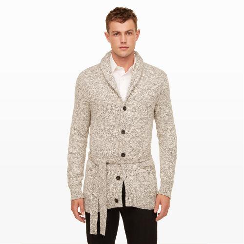 Club Monaco Color White Marled Tie-waist Cardigan In Size Xs