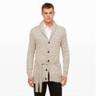 Club Monaco Color White Marled Tie-waist Cardigan In Size Xs