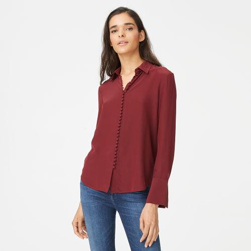 Club Monaco Color Purple Helek Silk Shirt