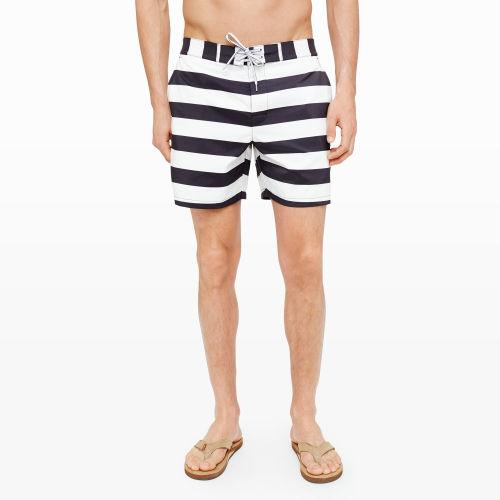 Club Monaco Color Black 6 Bar Stripe Board Short