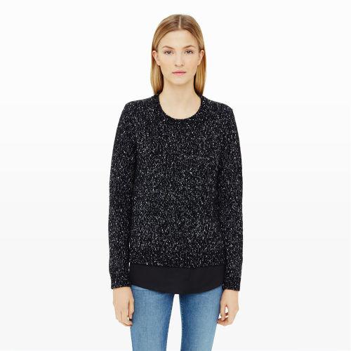 Club Monaco Color Black Kaelane Woven Hem Sweater