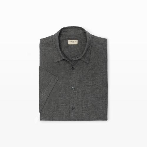 Club Monaco Color Grey Short-sleeve Linen Shirt