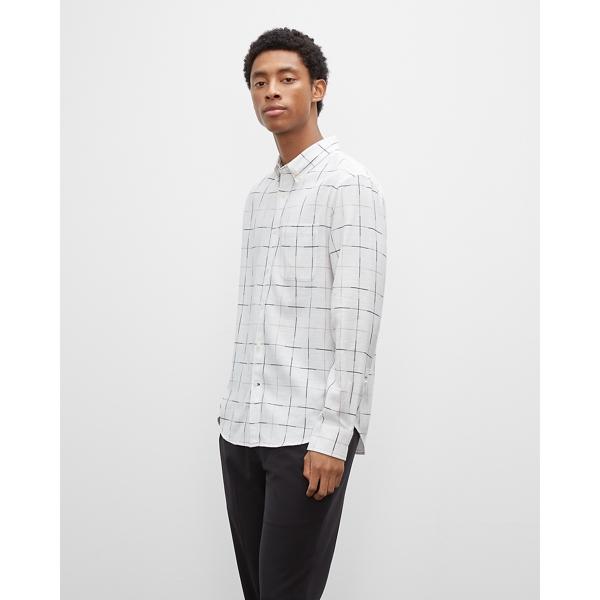 Club Monaco Long Sleeve Textured Windowpane Shirt