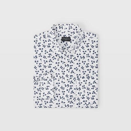 Club Monaco Color White And Navy Slim Micro Floral Shirt