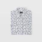 Club Monaco Color White And Navy Slim Micro Floral Shirt