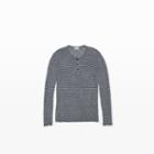 Club Monaco Color Blue Cotton-linen Stripe Henley