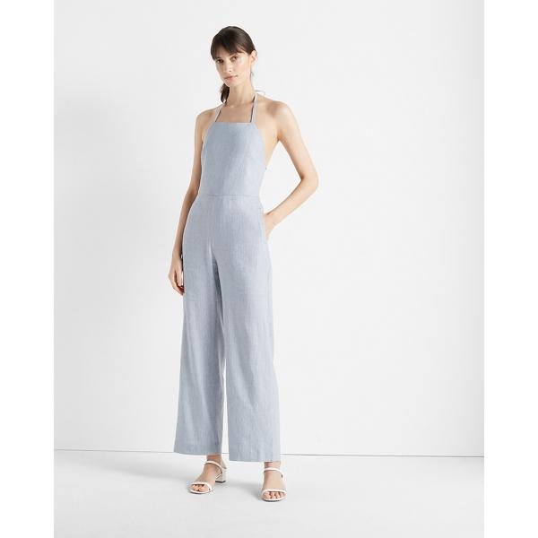Club Monaco Striped Backless Jumpsuit