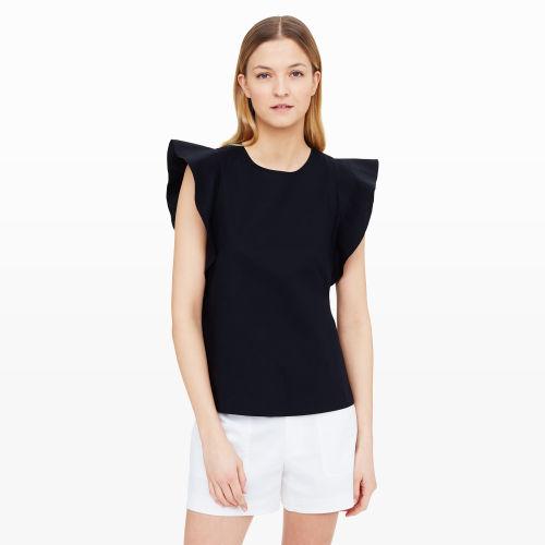 Club Monaco Color Black Patriece Ruffle Tank