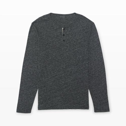 Club Monaco Color Blue Long-sleeve Space-dye Henley In Size Xs