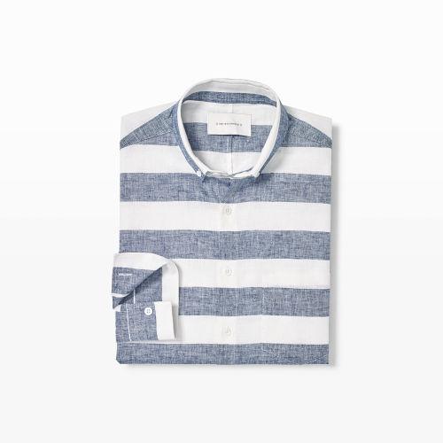 Club Monaco Color Blue Solid & Striped Button-down