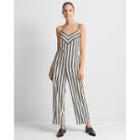Club Monaco White Bar Stripe Jumpsuit